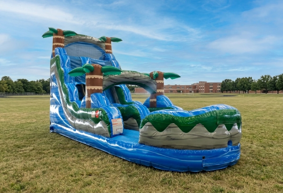Rent the 18ft Blue Hurricane Water Slide in New Orleans with delivery and setup