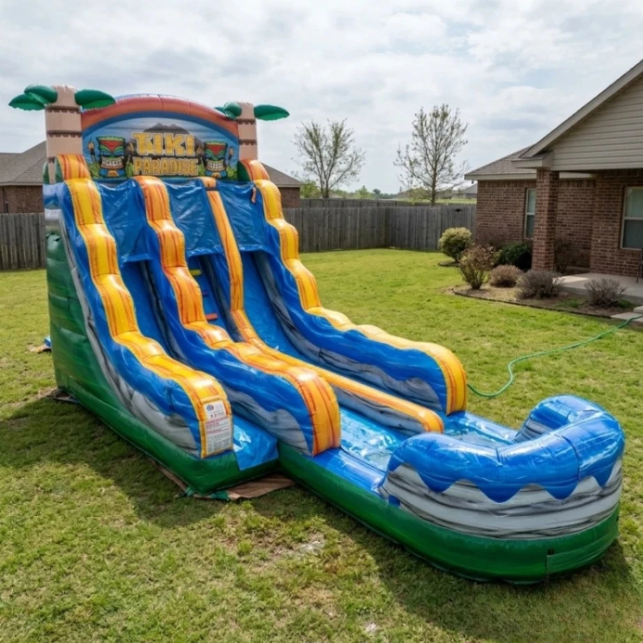 Rent the 18ft Tiki Plunge Dual Lane Water Slide in New Orleans